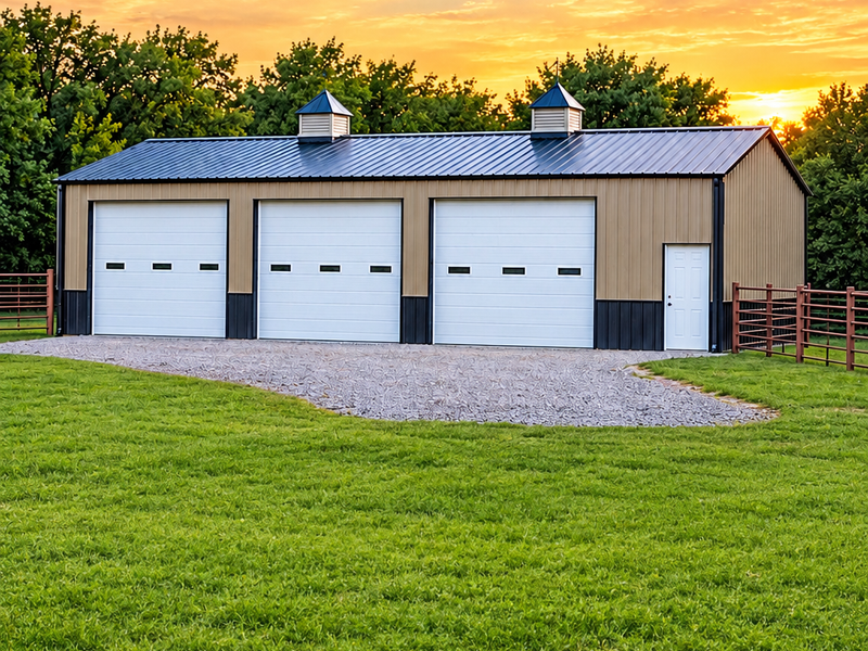 Completed post frame building by Gober Homes